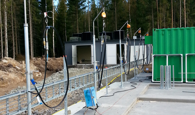 Biogasanläggning Karlskoga Biogasbolaget moderstation flakfyllning mobila gaslager gasflak mobile pipeline biogas parent station